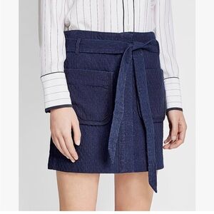 Rag & Bone Esmond Belted Mini Skirt Navy Blue